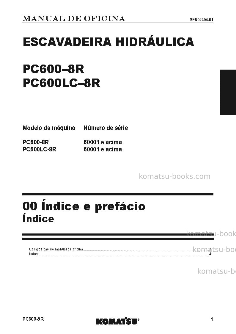 Komatsu pc600-8jpn-r Reparo e manutenção capa Página 2