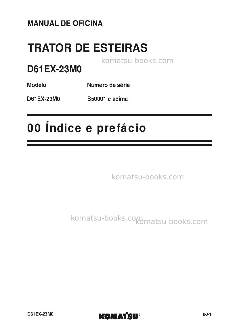 Komatsu d61ex-23bra-m0 Reparo e manutenção capa Página 2