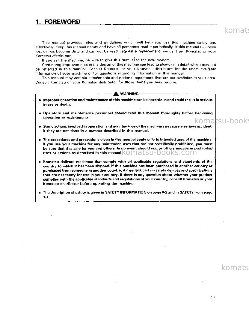 Komatsu pc100-6jpn Operation manual cover Page 2 Komatsu pc100-6jpn Operation manual cover Page 2