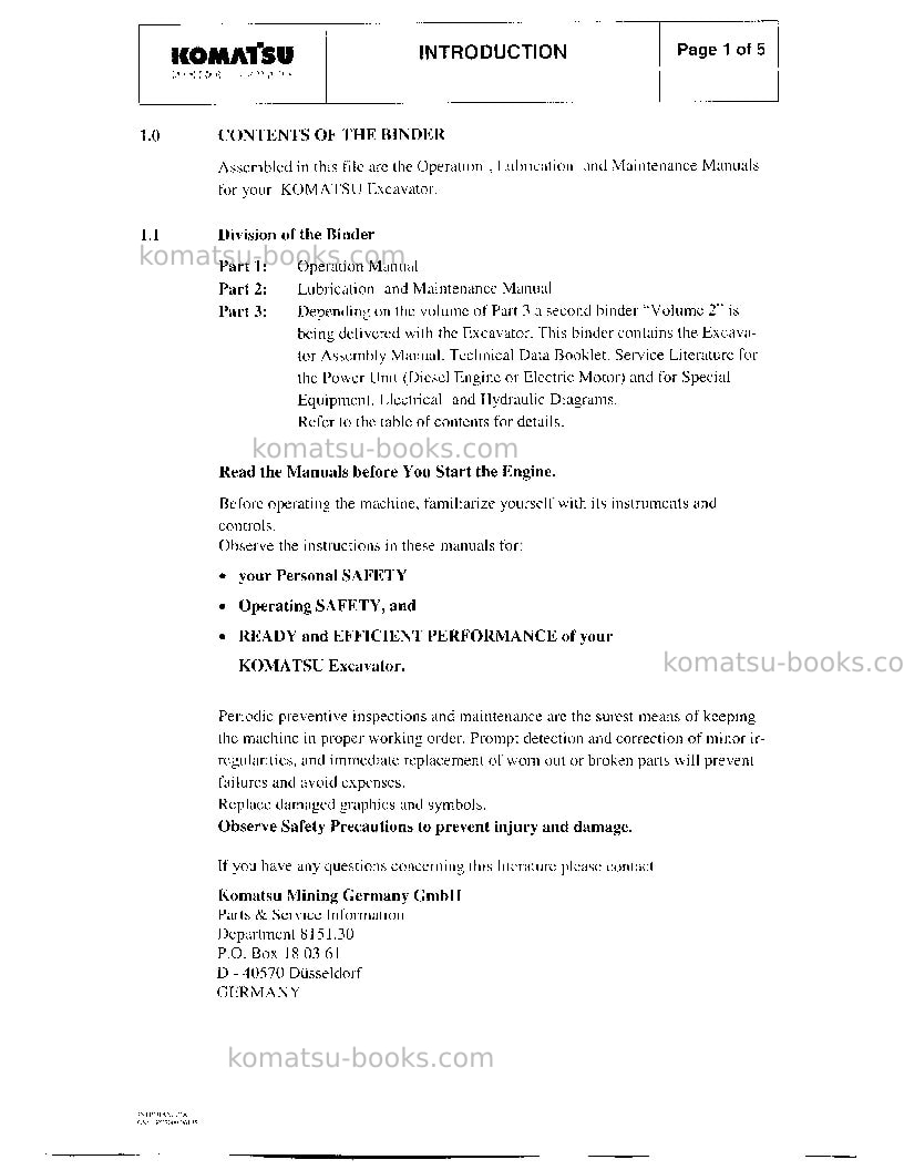 Komatsu pc3000-1deu Operation manual cover Page 2 Komatsu pc3000-1deu Operation manual cover Page 2