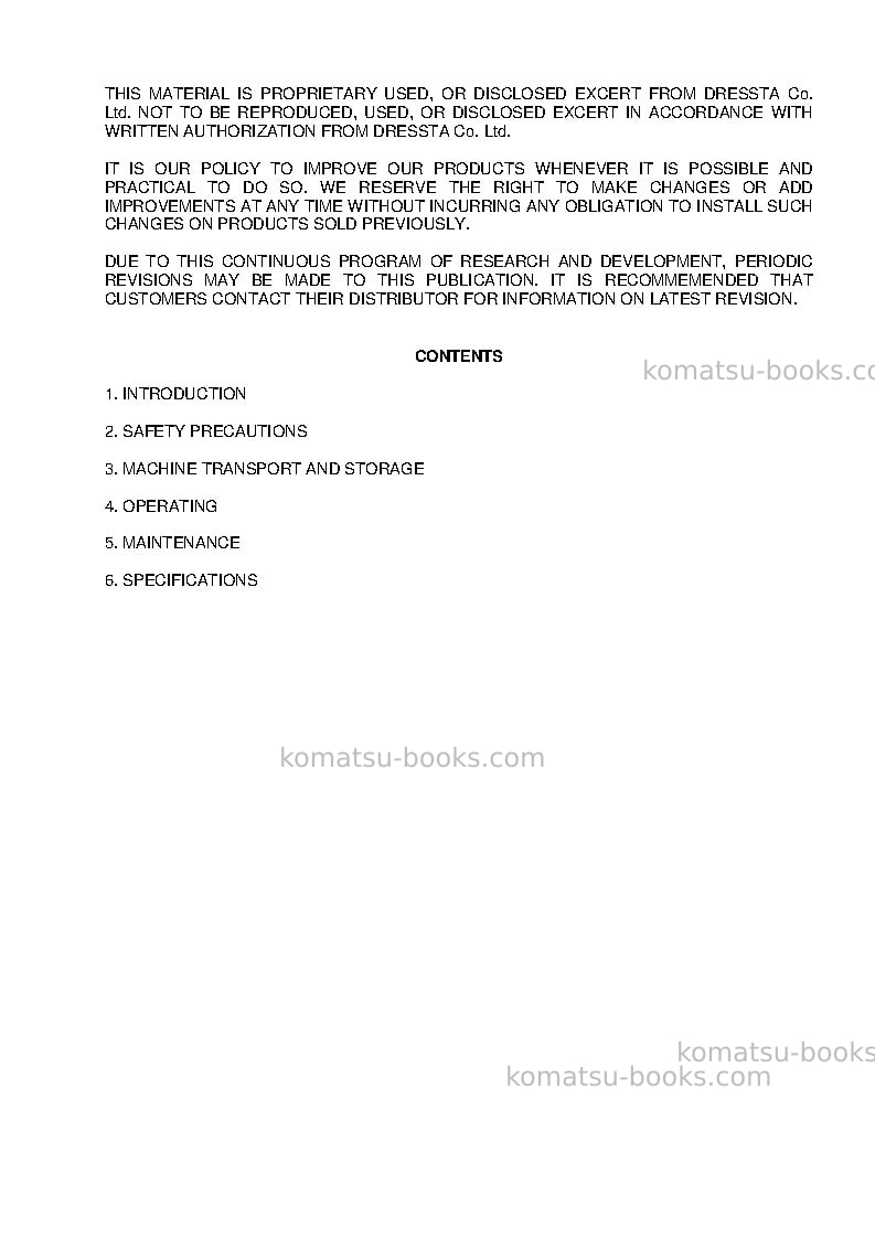 Komatsu td-20h Operation manual cover Page 2 Komatsu td-20h Operation manual cover Page 2