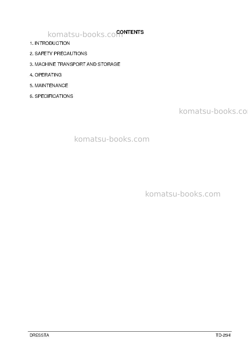 Komatsu td-25h Operation manual cover Page 2
