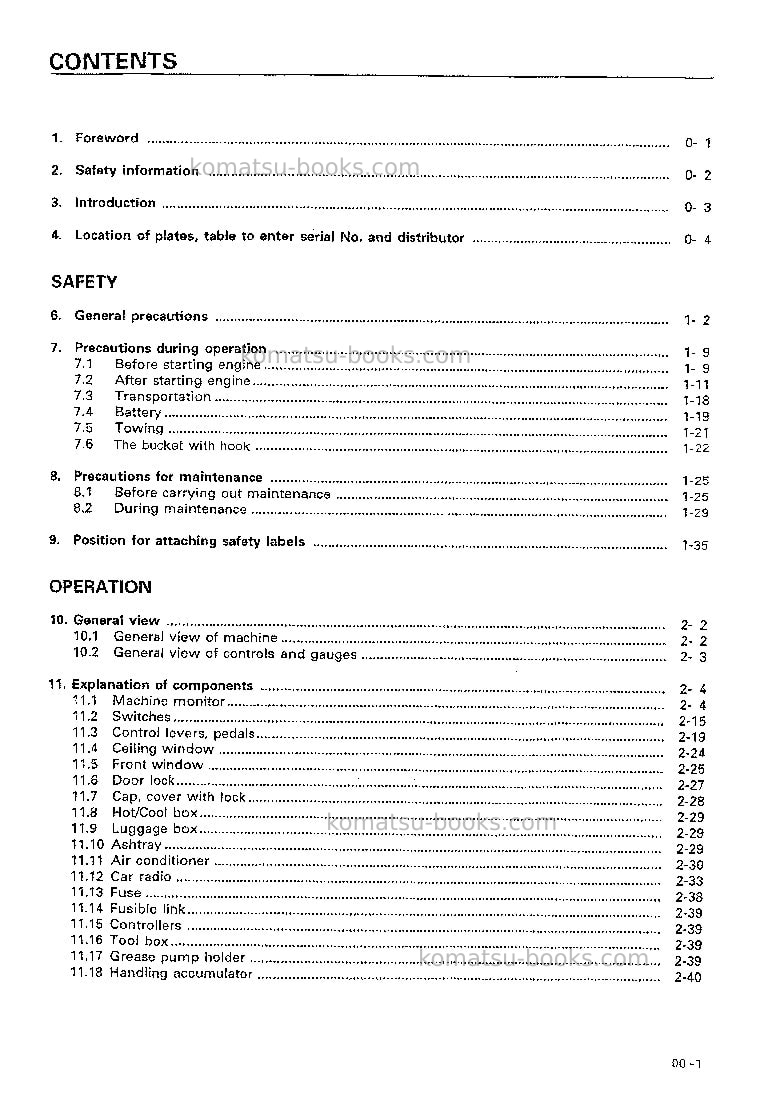 Komatsu pc200-6chn-a Operation manual cover Page 2
