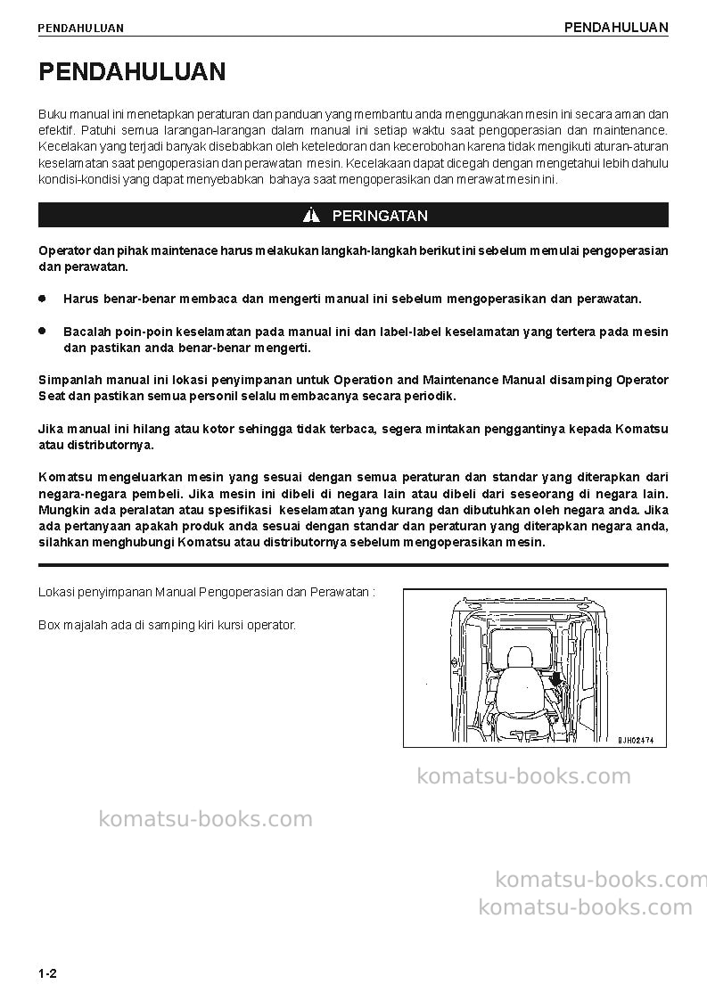 Komatsu pc200-7idn Operation manual cover Page 2