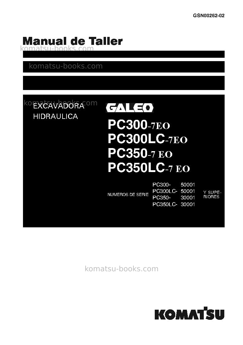 Komatsu pc300-7jpn-e0, work equipment grease 500h Reparación y mantenimiento cover Page 2