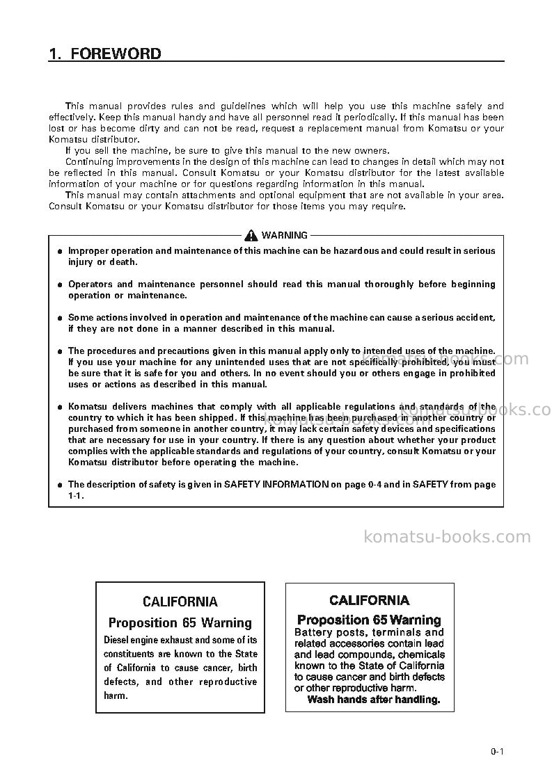 Komatsu wa320-3jpn-custom Operation manual cover Page 2