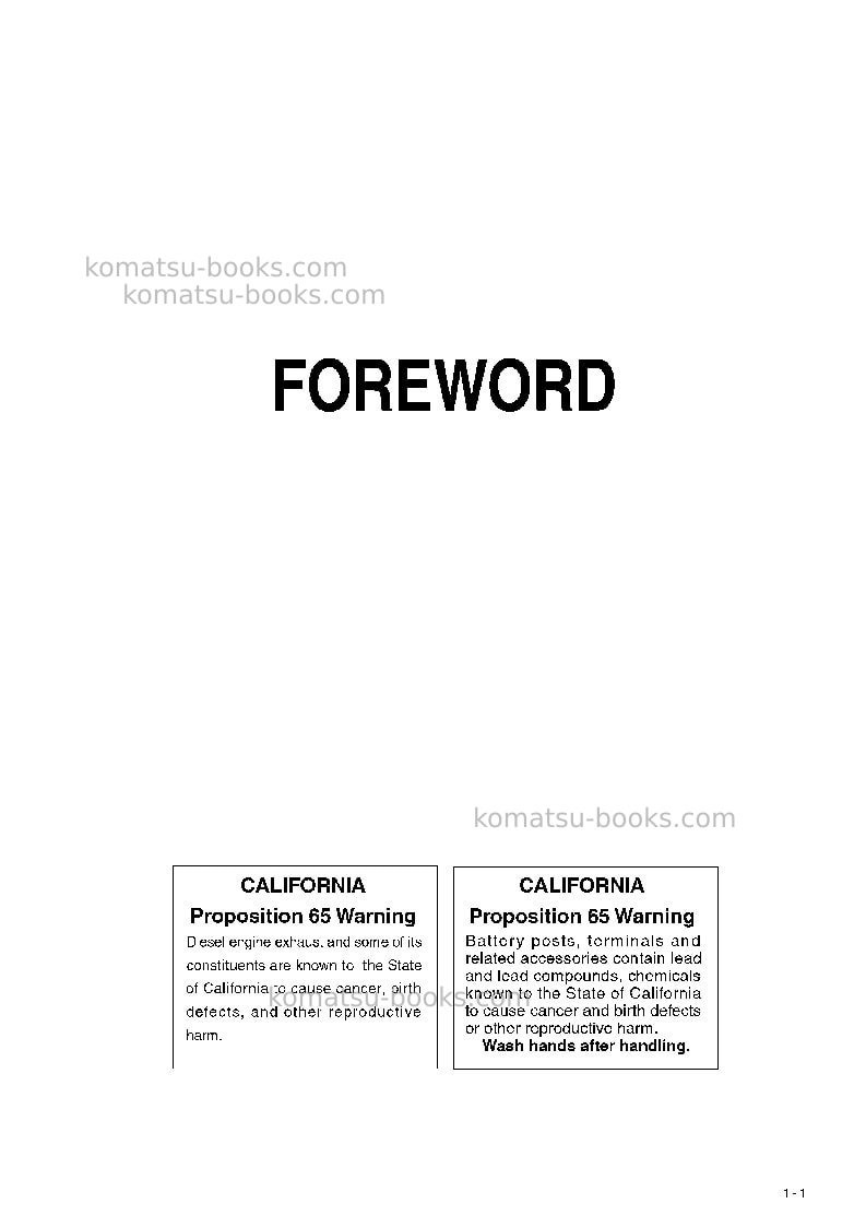 Komatsu pc1250-7jpn Operation manual cover Page 2 Komatsu pc1250-7jpn Operation manual cover Page 2