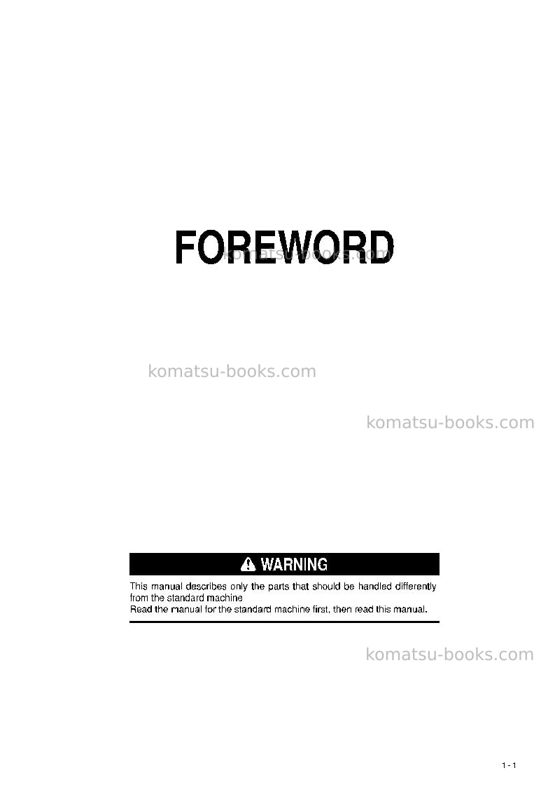 Komatsu wa500-6jpn-stone handling spec. Operation manual cover Page 2