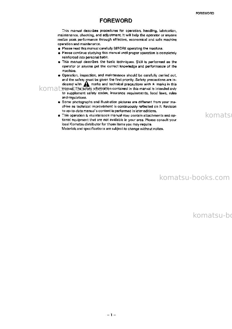 Komatsu gd663a-2jpn Operation manual cover Page 2 Komatsu gd663a-2jpn Operation manual cover Page 2