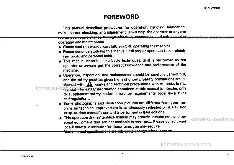 Komatsu gd523a-1jpn Operation manual cover Page 2