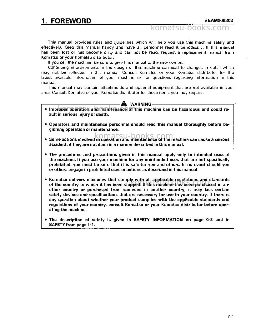 Komatsu d575a-2jpn Operation manual cover Page 2 Komatsu d575a-2jpn Operation manual cover Page 2