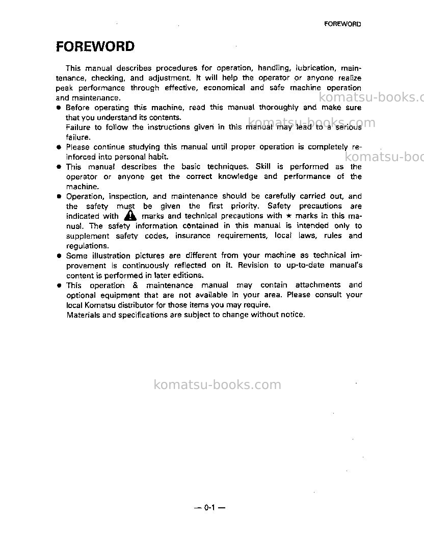 Komatsu d275a-2jpn Operation manual cover Page 2 Komatsu d275a-2jpn Operation manual cover Page 2