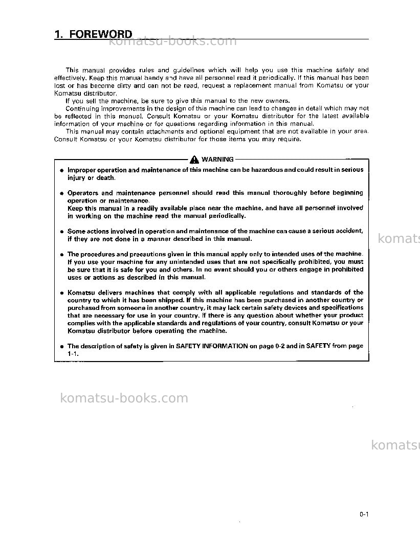 Komatsu d275a-2jpn Operation manual cover Page 2 Komatsu d275a-2jpn Operation manual cover Page 2