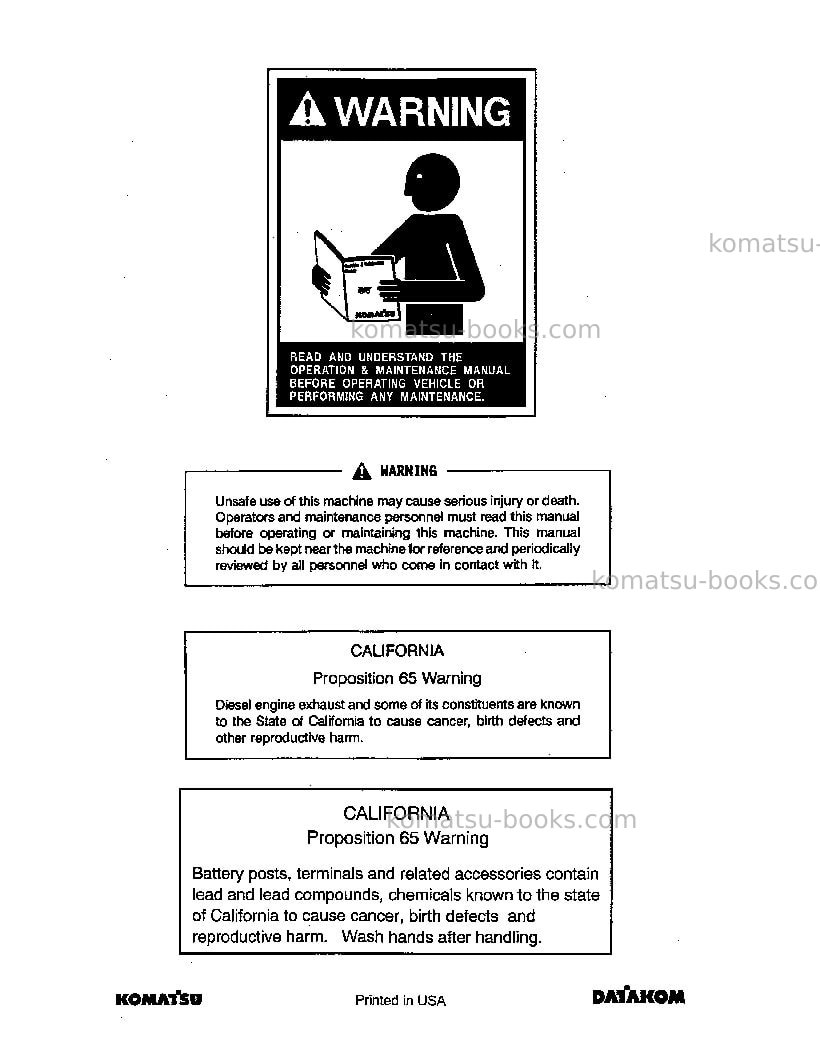 Komatsu pc100-6jpn Operation manual cover Page 2 Komatsu pc100-6jpn Operation manual cover Page 2