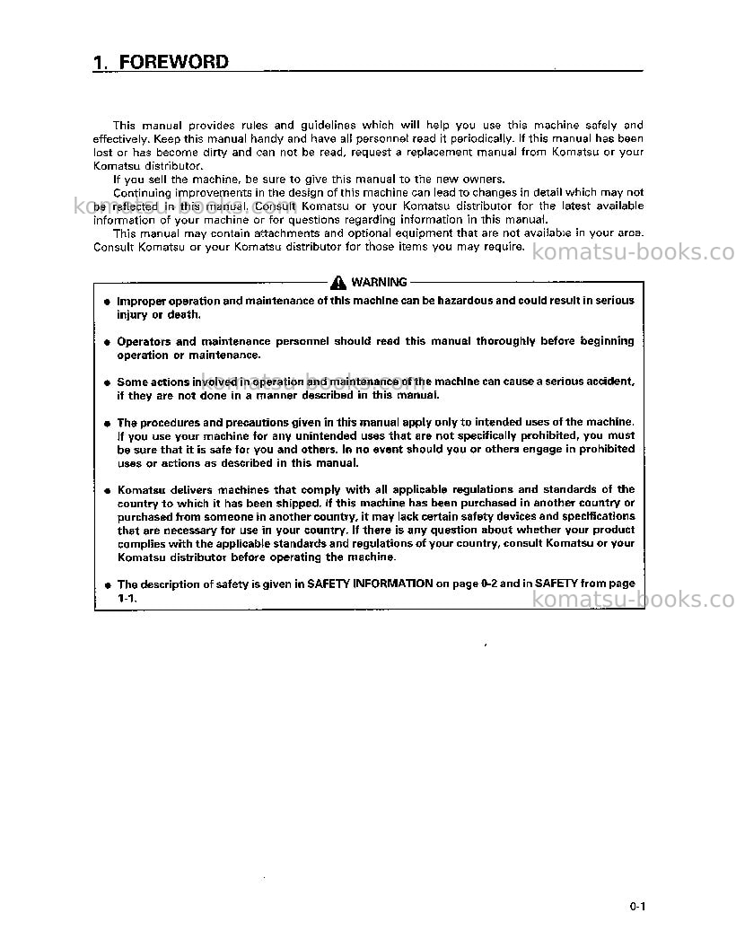 Komatsu hd785-3jpn Operation manual cover Page 2