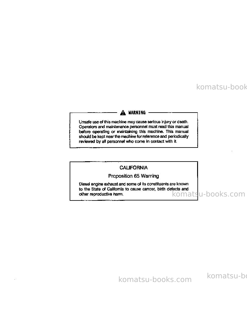 Komatsu pc60-7jpn-w/ front blade Operation manual cover Page 2 Komatsu pc60-7jpn-w/ front blade Operation manual cover Page 2