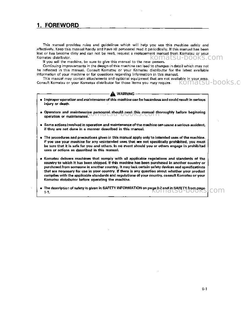 Komatsu wa380-3jpn Operation manual cover Page 2