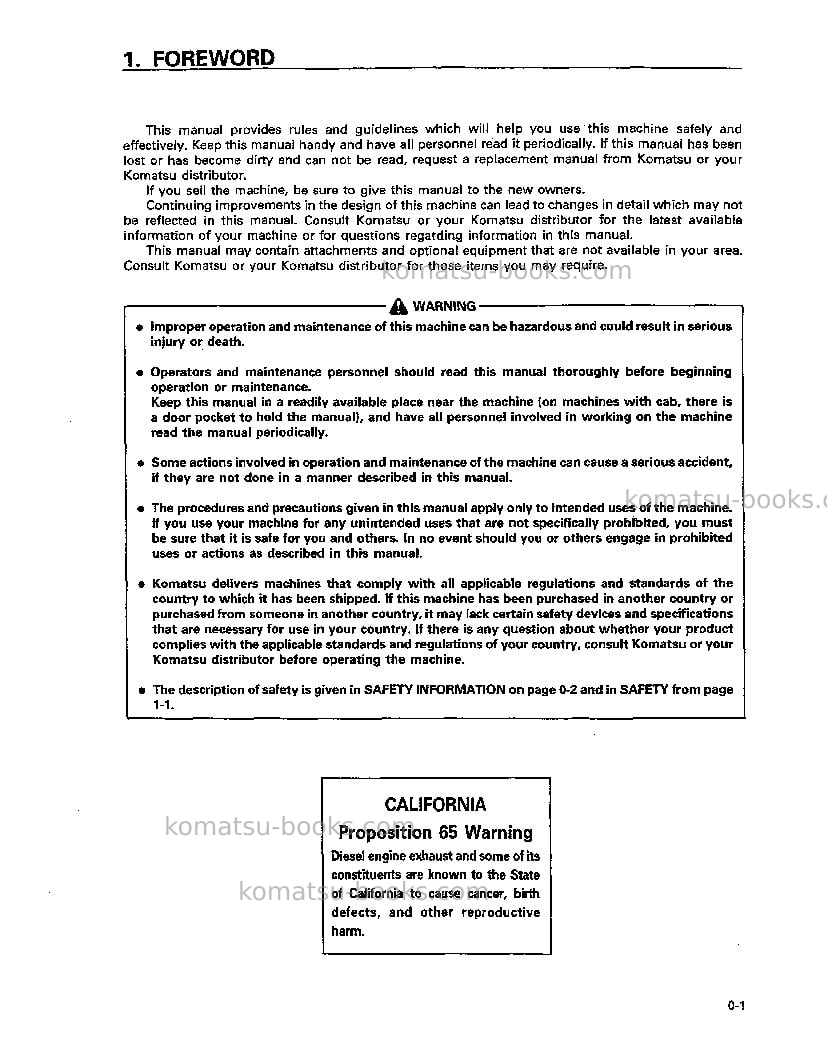 Komatsu d41e-6bra Operation manual cover Page 2 Komatsu d41e-6bra Operation manual cover Page 2