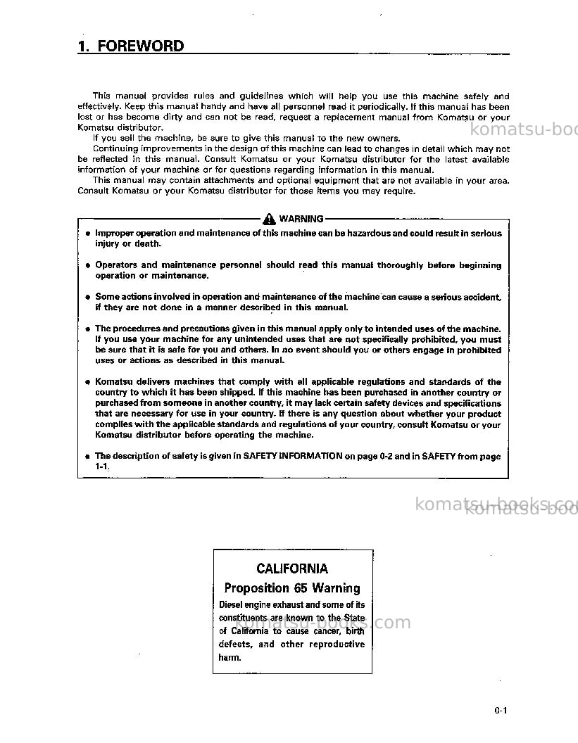 Komatsu pc1000-1jpn Operation manual cover Page 2 Komatsu pc1000-1jpn Operation manual cover Page 2