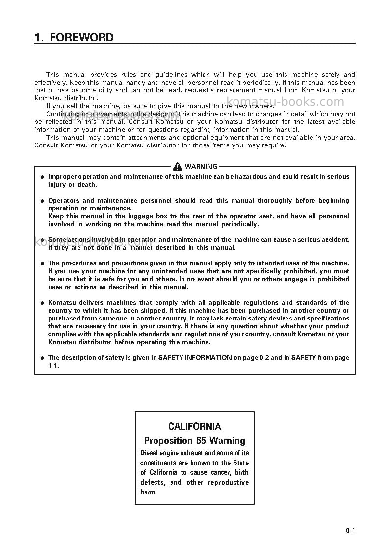 Komatsu pc300lc-6jpn Operation manual cover Page 2