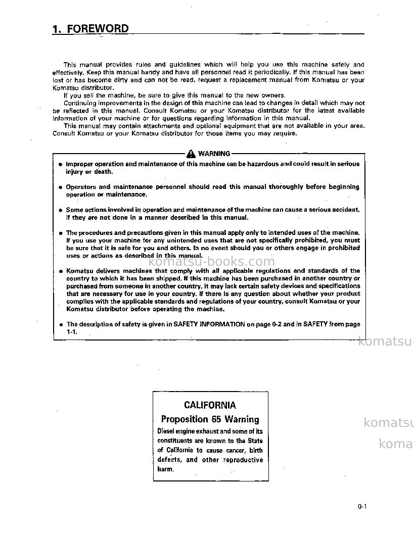 Komatsu wa700-1jpn Operation manual cover Page 2