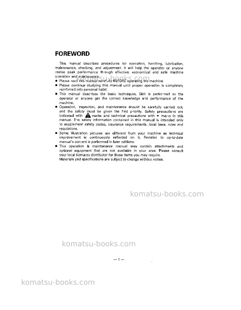Komatsu d475a-2jpn Operation manual cover Page 2 Komatsu d475a-2jpn Operation manual cover Page 2