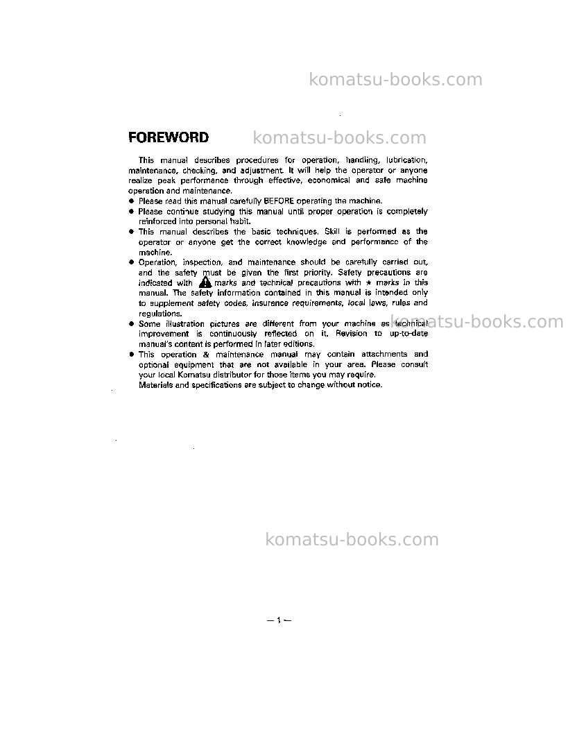 Komatsu d475a-2jpn Operation manual cover Page 2 Komatsu d475a-2jpn Operation manual cover Page 2