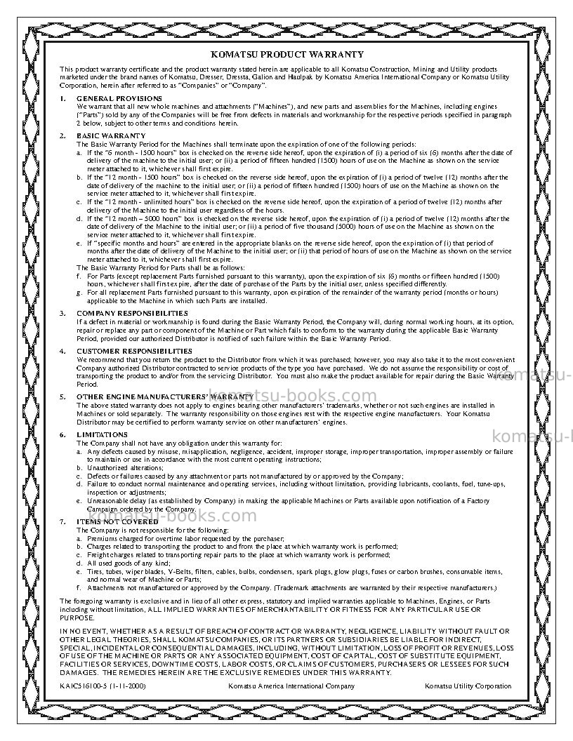 Komatsu br350jg-1jpn Operation manual cover Page 2 Komatsu br350jg-1jpn Operation manual cover Page 2