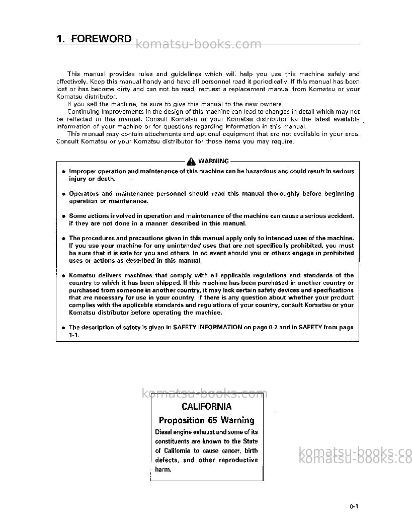 Komatsu pc200-6tha-b Operation manual cover Page 2