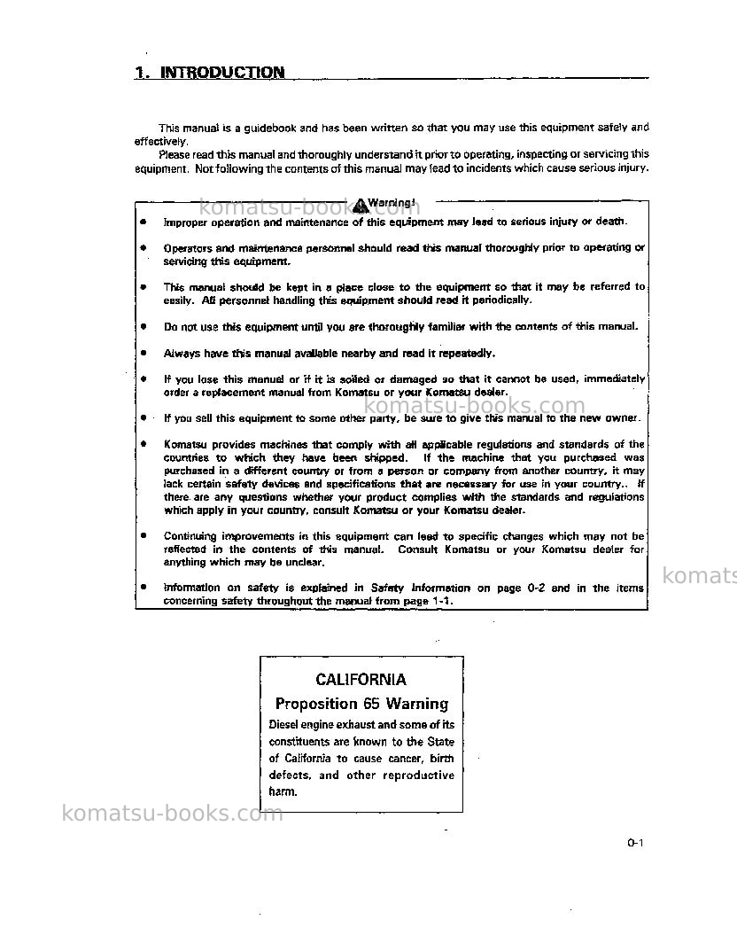 Komatsu pc128us-1jpn Operation manual cover Page 2 Komatsu pc128us-1jpn Operation manual cover Page 2
