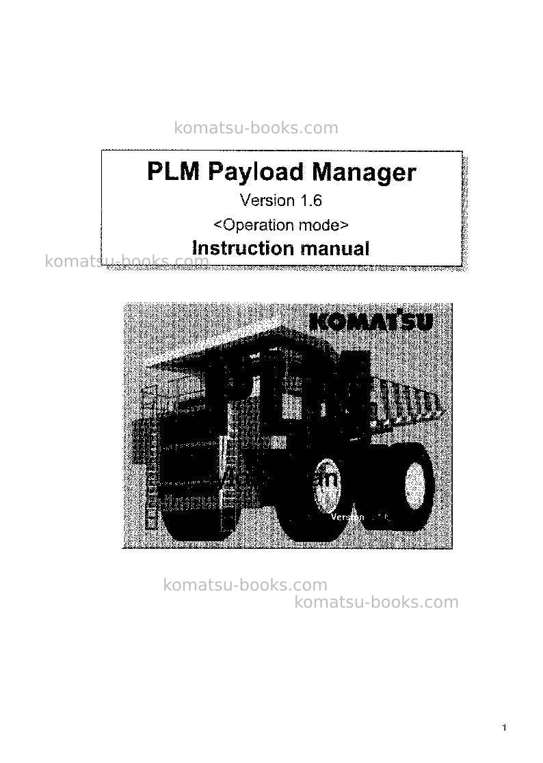 Komatsu plmusa Operation manual cover Page 2 Komatsu plmusa Operation manual cover Page 2