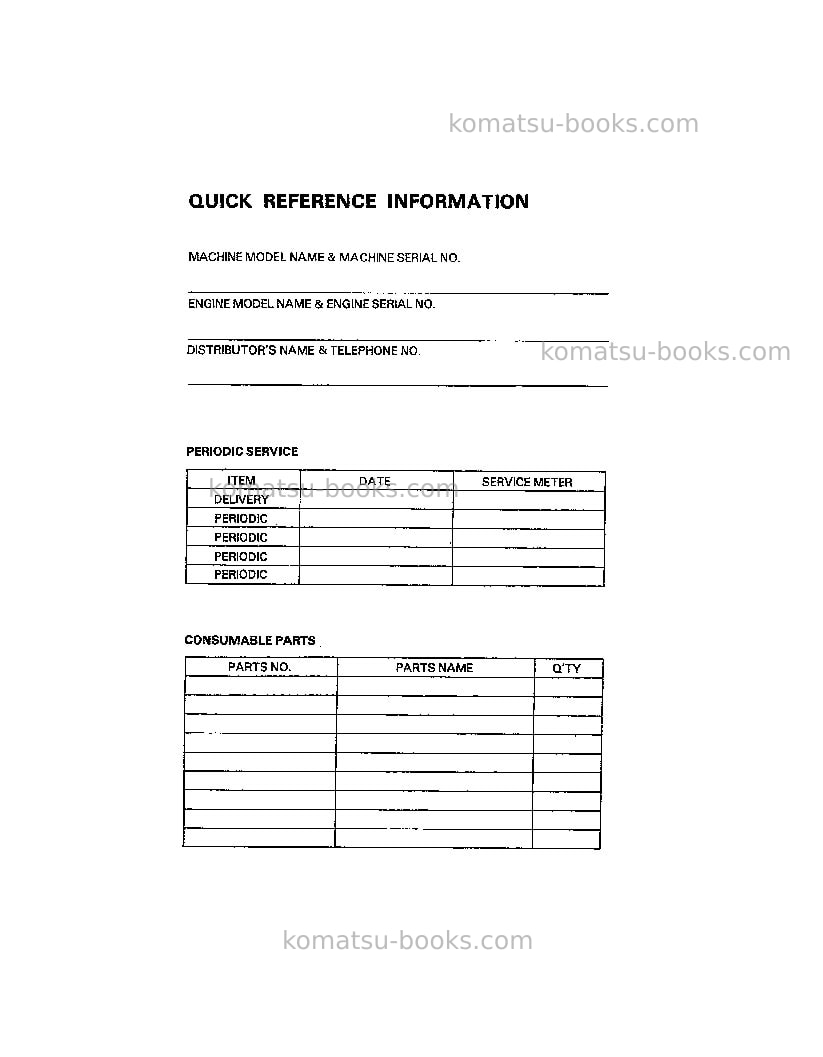 Komatsu pc200-5usa Operation manual cover Page 2 Komatsu pc200-5usa Operation manual cover Page 2