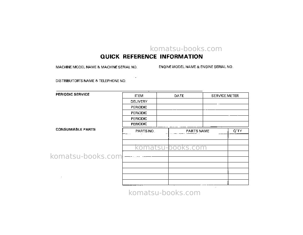 Komatsu wa600-1usa-l Operation manual cover Page 2 Komatsu wa600-1usa-l Operation manual cover Page 2