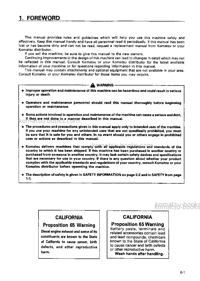 Komatsu wd600-1jpn--50c degree Operation manual cover Page 2 Komatsu wd600-1jpn--50c degree Operation manual cover Page 2