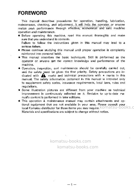 Komatsu pc60-6jpn-custom Operation manual cover Page 2 Komatsu pc60-6jpn-custom Operation manual cover Page 2