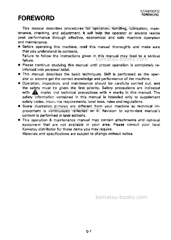 Komatsu hd325-6jpn Operation manual cover Page 2