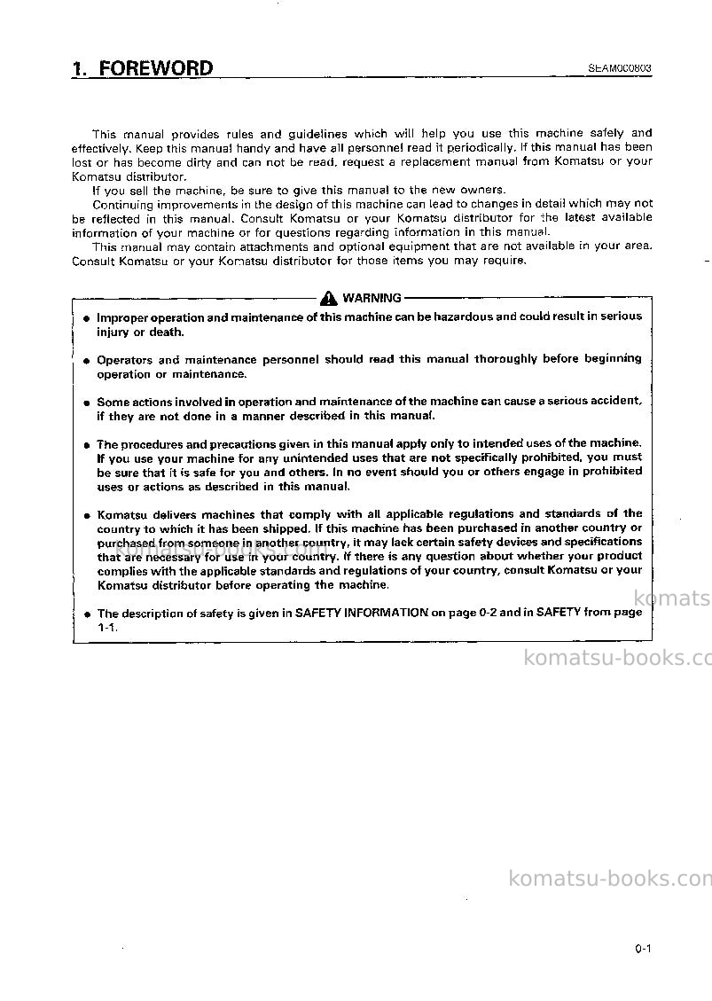 Komatsu hd325-6jpn Operation manual cover Page 2