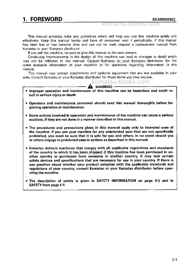 Komatsu d21a-7jpn Operation manual cover Page 2