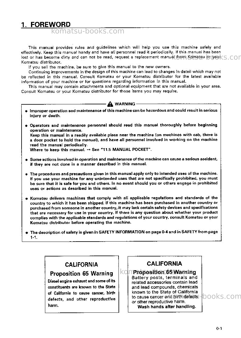 Komatsu d21a-7jpn Operation manual cover Page 2