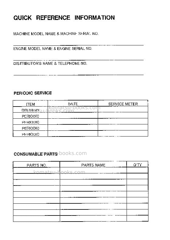 Komatsu pc01-1jpn-a Operation manual cover Page 2 Komatsu pc01-1jpn-a Operation manual cover Page 2