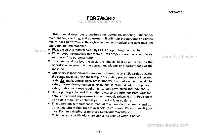 Komatsu eg150-5jpn Operation manual cover Page 2 Komatsu eg150-5jpn Operation manual cover Page 2