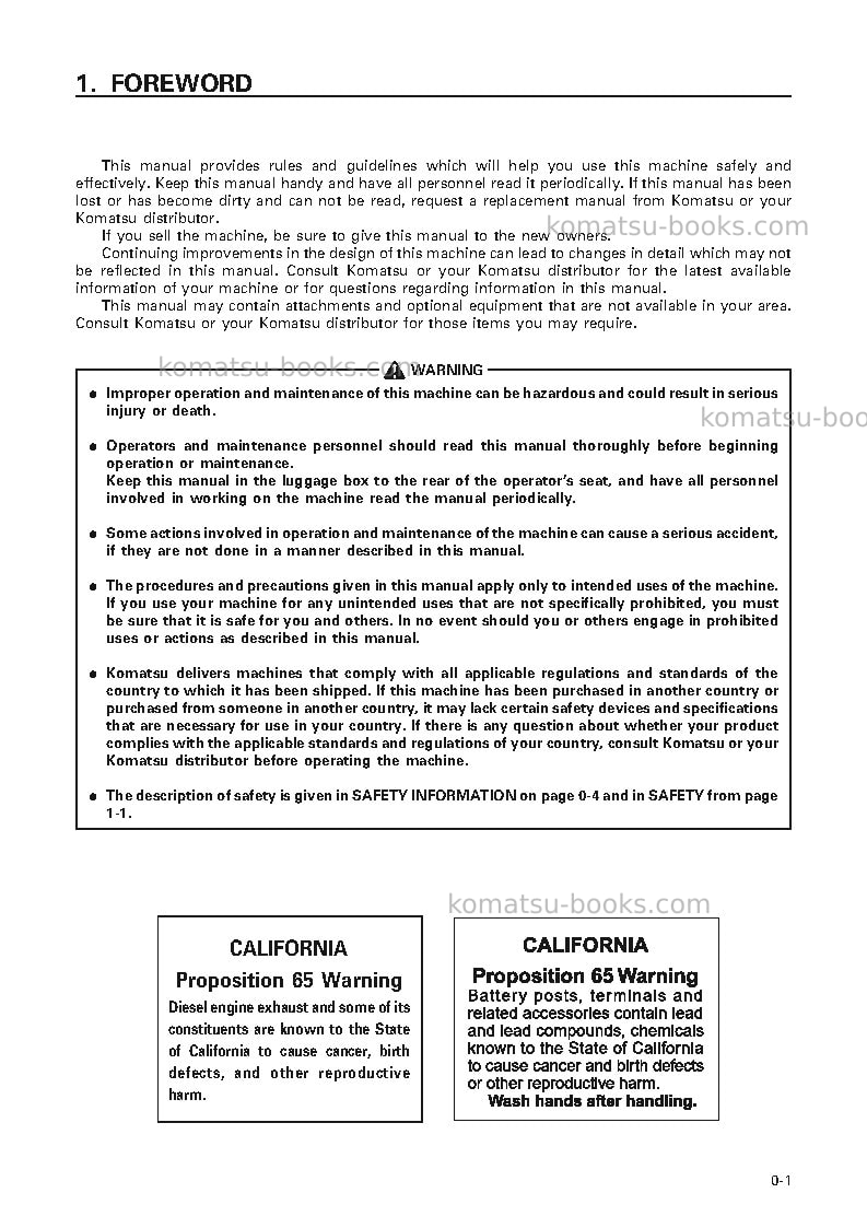 Komatsu pc100l-6jpn Operation manual cover Page 2 Komatsu pc100l-6jpn Operation manual cover Page 2
