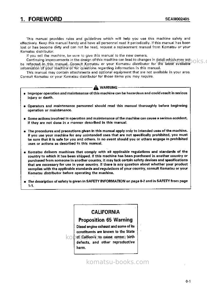 Komatsu pc210-6jpn Operation manual cover Page 2 Komatsu pc210-6jpn Operation manual cover Page 2