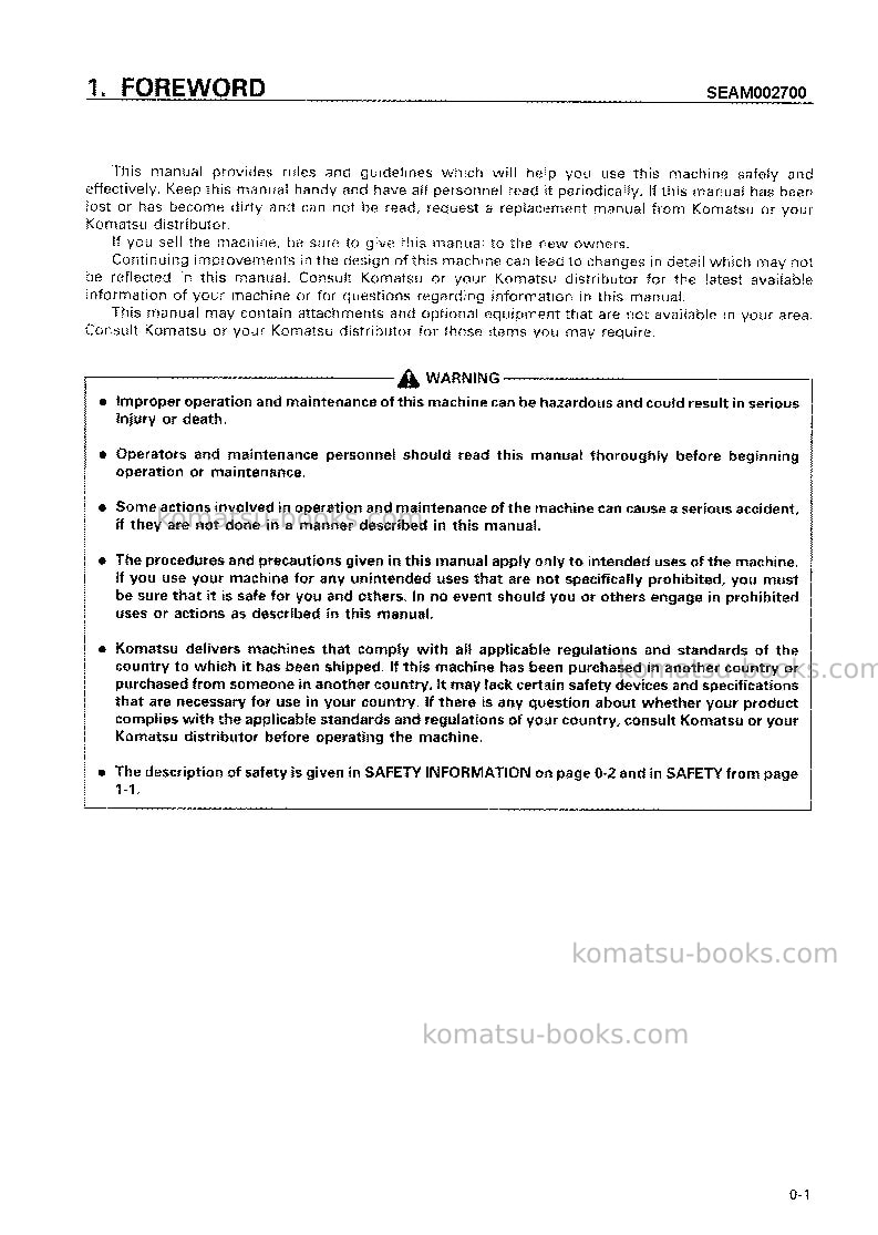 Komatsu lw80-1jpn Operation manual cover Page 2