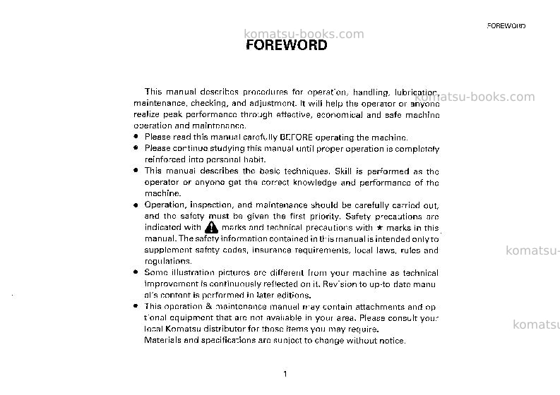 Komatsu eg300l-5jpn Operation manual cover Page 2 Komatsu eg300l-5jpn Operation manual cover Page 2