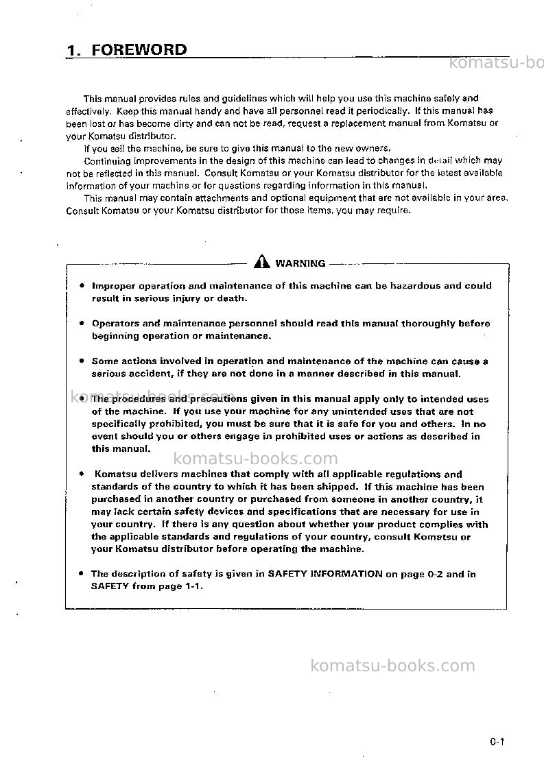 Komatsu br200s-1jpn Operation manual cover Page 2 Komatsu br200s-1jpn Operation manual cover Page 2