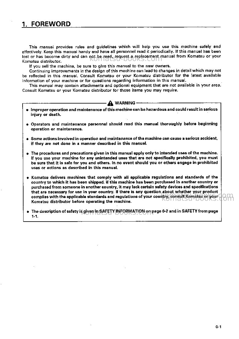 Komatsu br310jg-1jpn Operation manual cover Page 2 Komatsu br310jg-1jpn Operation manual cover Page 2