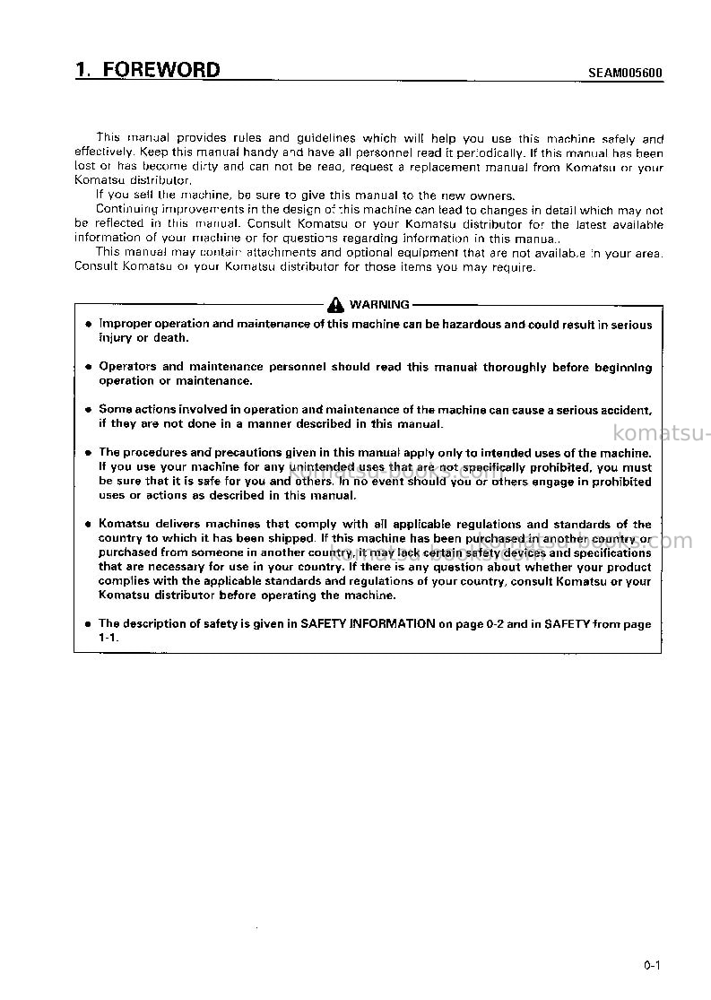 Komatsu pc75uu-2jpn Operation manual cover Page 2 Komatsu pc75uu-2jpn Operation manual cover Page 2