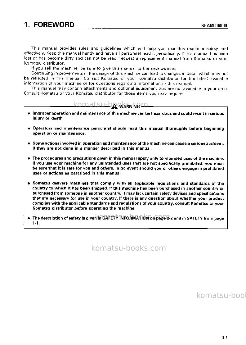 Komatsu pc05-7jpn Operation manual cover Page 2 Komatsu pc05-7jpn Operation manual cover Page 2