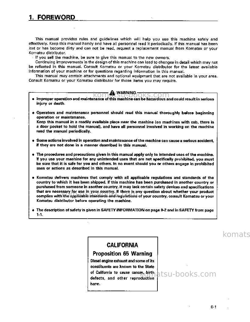 Komatsu d41e-6bra Operation manual cover Page 2 Komatsu d41e-6bra Operation manual cover Page 2